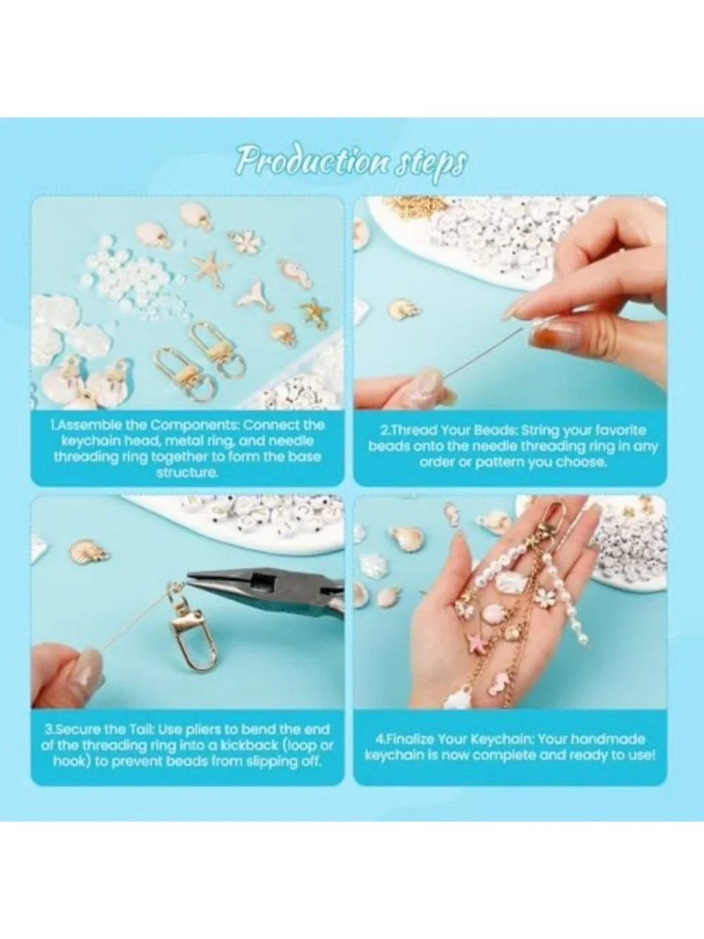 DIY Ocean Keychain Making Kit - 776PCS Charms, Beads & Tools for Custom Jewelry